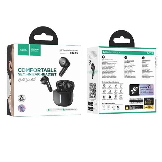 EQ33-BK-1-550x550 hoco EQ33 Gem True Wireless App Control Bluetooth Earphone - Image 3