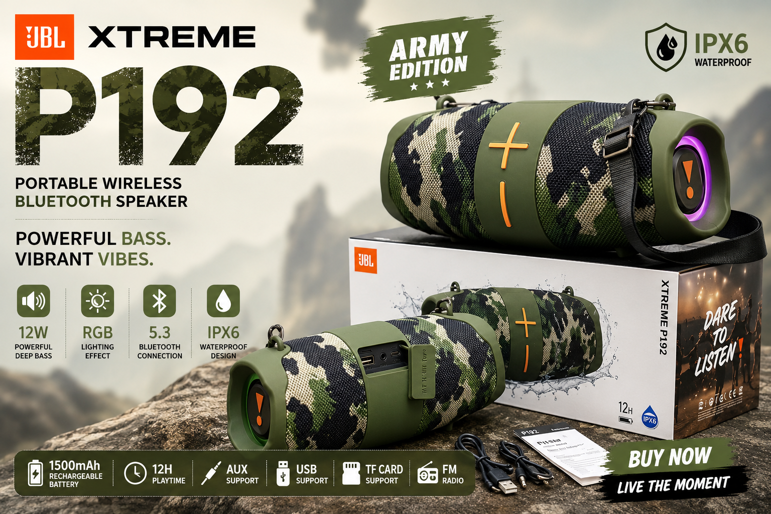 ChatGPT Image Jul 23, 2026, 02_37_25 PM XTREME P192 Portable Wireless Bluetooth Speaker | RGB Light | Waterproof Subwoofer | 12W High Bass Outdoor Speaker - Image 3