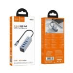 Hoco hb1c 4-in-1 hub converter USB-c to 4 x USB3.0 metal gray - Image 2