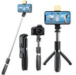 Q07 (100cm) Bluetooth Integrated Selfie Stick with Light and Bluetooth Remote Control - Image 2