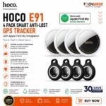 HOCO E91 4 Pack Anti Lost Device Airtags For Apple IOS System GPS Locator Wallet Keychain Cars Pets Finders with Protective Cases